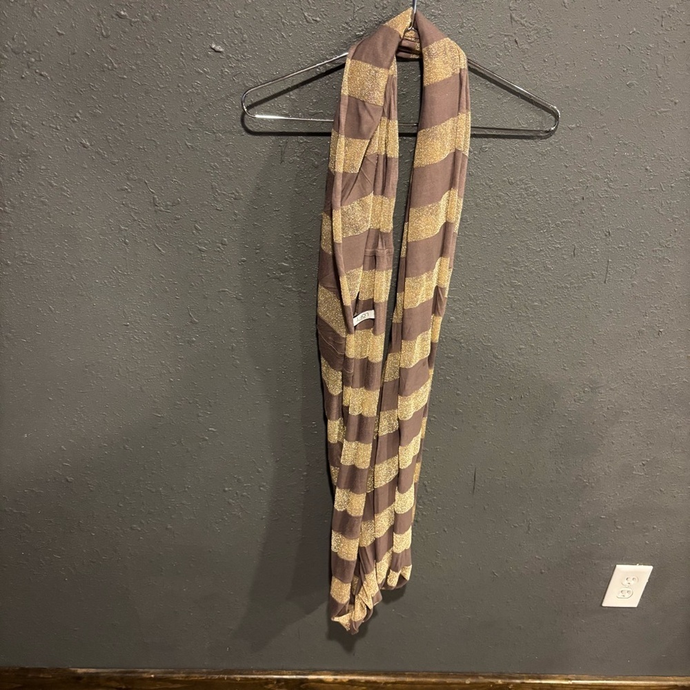 Loft Gold and Brown Striped Scarf
